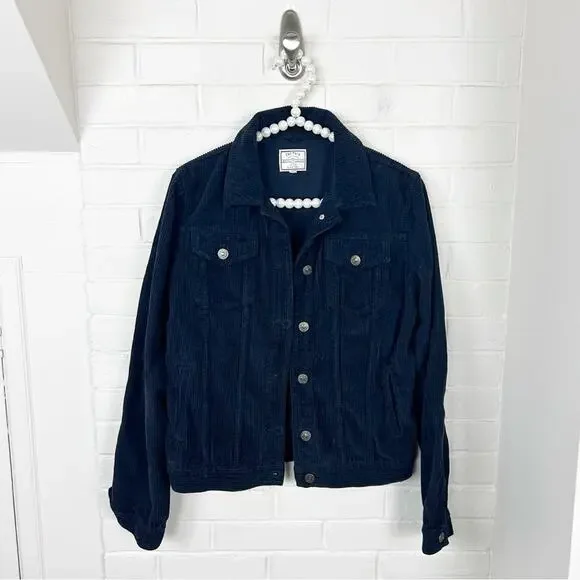 Fat Face Navy Corduroy Button Front Jacket Size US 2 - Picture 1 of 9